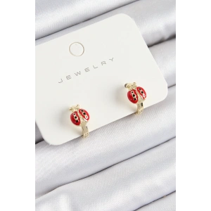 Dodes Dodes Pirinç Uğur Böceği Model Gold Renk Çocuk Küpe TG27BKP10902