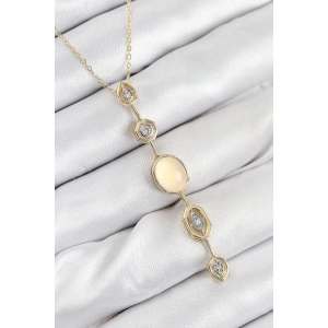 Dodes Dodes Pirinç Zincir Sarı Gold Renk Zirkon Taşlı Y Kolye TG27BKO10555