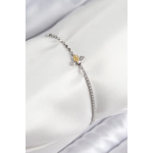 Dodes Dodes Pirinç Zirkon Taşlı Arı Model Ezme Zincir Gümüş Renk Kadın Bileklik TG27BB7596