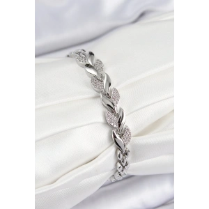 Dodes Dodes Pirinç Zirkon Taşlı Balık Kuyruğu Model Gümüş Renk Kadın Bileklik TG27BB7530