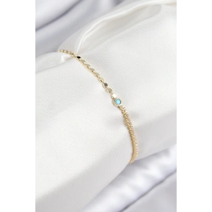 Dodes Dodes Pirinç Zirkon Taşlı Boncuk Model Ezme Zincir Gold Renk Kadın Bileklik TG27BB7597