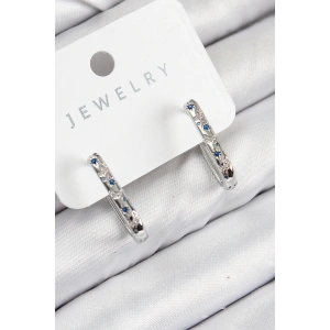 Dodes Dodes Pirinç Zirkon Taşlı Çiçek Desenli Model Gümüş Renk Kadın Küpe TG27BKP11061