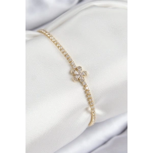 Dodes Dodes Pirinç Zirkon Taşlı Çiçek Model Gold Renk Kadın Bileklik TG27BB7709