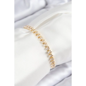 Dodes Dodes Pirinç Zirkon Taşlı Damla Model Gold Renk Asansörlü Kadın Bileklik TG27BB7741