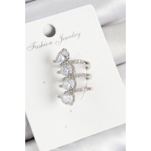 Dodes Dodes Pirinç Zirkon Taşlı Damla Model Gümüş Renk Sağ Kıkırdak Küpe TG27BKP10995