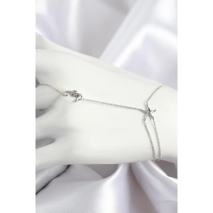 Dodes Dodes Pirinç Zirkon Taşlı Deniz Atı Ve Yıldız Model Gümüş Renk Şahmeran TG27SN712