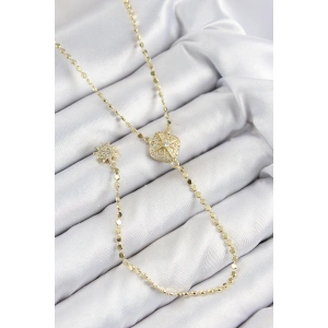 Dodes Dodes Pirinç Zirkon Taşlı Ezme Zincirli Madalyon Model Gold Renk Y Kolye TG27BKO10471
