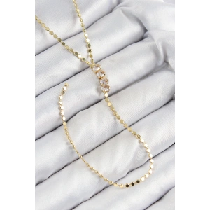 Dodes Dodes Pirinç Zirkon Taşlı Ezme Zincirli Model Gold Renk Y Kolye TG27BKO10465