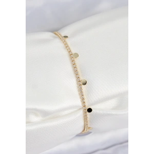 Dodes Dodes Pirinç Zirkon Taşlı Ezme Zincirli Sıralı Model Gold Renk Kadın Bilekilk TG27BB7655