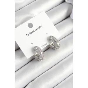 Dodes Dodes Pirinç Zirkon Taşlı Halka Model Gümüş Renk Kadın Küpe TG27BKP11076