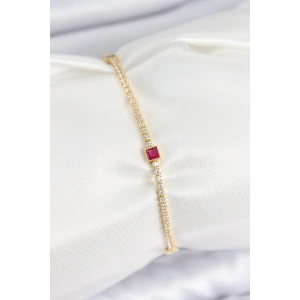 Dodes Dodes Pirinç Zirkon Taşlı Kare Model Gold Renk Kadın Bilekilk TG27BB7660