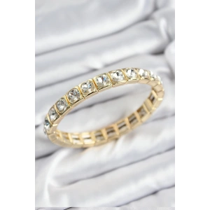 Dodes Dodes Pirinç Zirkon Taşlı Kare Model Gold Renk Lastikli Kadın Bileklik TG27BB7497