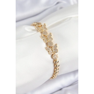 Dodes Dodes Pirinç Zirkon Taşlı Kelebek Model Gold Renk Kadın Bileklik TG27BB7891