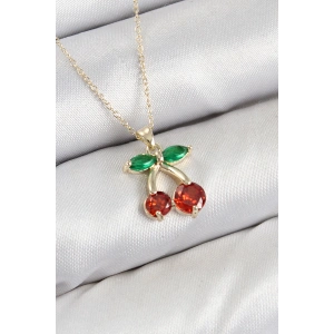 Dodes Dodes Pirinç Zirkon Taşlı Kiraz Model Gold Renk Kadın Kolye TG27BKO10420