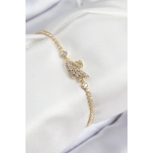 Dodes Dodes Pirinç Zirkon Taşlı Kuğu Model Gold Renk Kadın Bileklik TG27BB7889