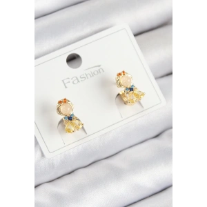 Dodes Dodes Pirinç Zirkon Taşlı Pamuk Prenses Model Gold Renk Çocuk Küpe TG27BKP11196