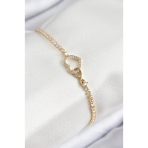 Dodes Dodes Pirinç Zirkon Taşlı Sonsuzluk Kalp Model Gold Renk Kadın Bileklik TG27BB7693