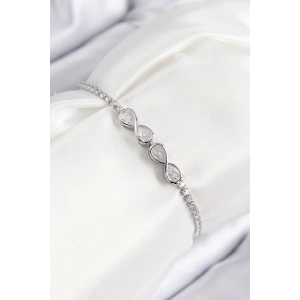 Dodes Dodes Pirinç Zirkon Taşlı Sonsuzluk Model Gümüş Renk Asansörlü Kadın Bileklik TG27BB7720