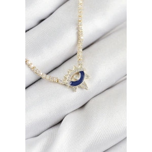 Dodes Dodes Pirinç Zirkon Taşlı Su Yolu Göz Model Gold Renk Kadın Kolye TG27BKO10547