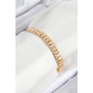 Dodes Dodes Pirinç Zirkon Taşlı Tennıs Model Gold Renk Asansörlü Kadın Bileklik TG27BB7717