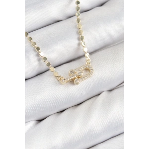 Dodes Dodes Pirinç Zirkon Taşlı Tifany Model Ezme Zincir Gold Renk Kadın Kolye TG27BKO10393