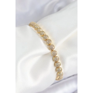 Dodes Dodes Pirinç Zirkon Taşlı Yarım Topcuk Model Gold Renk VIP Seri Kadın Bileklik TG27BB7508