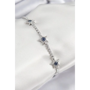 Dodes Dodes Pirinç Zirkon Taşlı Yıldız Model Gümüş Renk Kadın Bileklik TG27BB7902