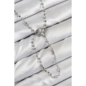 Dodes Dodes Pirinç Zirkon Taşlı Yonca Model Gümüş Renk Kadın Y Kolye TG27BKO10498