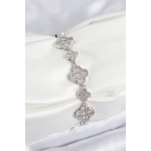 Dodes Dodes Pirinç Zirkon Taşlı Yonca Model Gümüş Renk VIP Seri Kadın Bileklik TG27BB7521