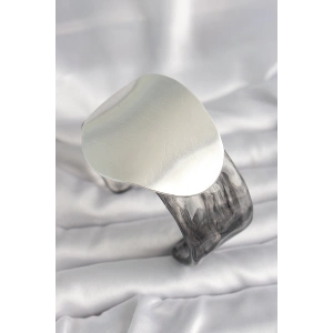 Dodes Dodes Siyah Mermer Desen Akrilik Pilastik Gümüş Plaka Model Vintage Kadın Bilezik TG27BB6669