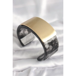 Dodes Dodes Siyah Mermer Desen Akrilik Plastik Gol Dikdörtgen Plaka Model Vingtage Kadın Bilezik TG27BB6685