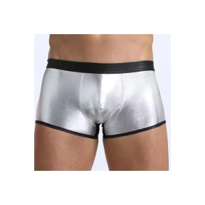 Dodes Tegan Fantezi Deri Görünümlü Gümüş Erkek Boxer Tanga TG274607