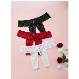 Dodes Tegan Fantezi Kadın 3lü Özel Bölgeleri Açık Dantelli Tanga seti TG270045