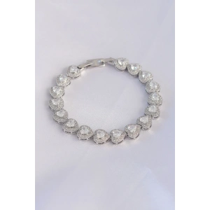 Dodes Dodes Vip Seri Pirinç Zirkon Taşlı Gümüş Renk Kalp Model Bileklik TG27BB6073