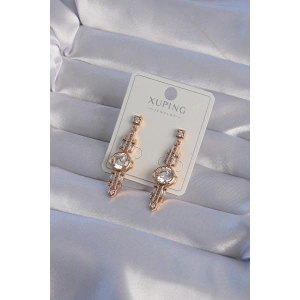 Dodes Dodes XUPİNG Rose Renk Zirkon Taşlı Geometrik Sallantılı Küpe TG27BKP9355