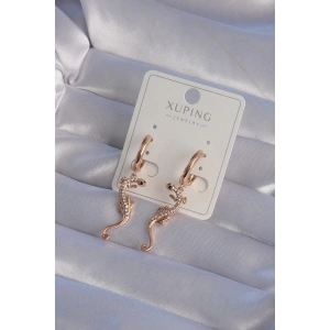 Dodes Dodes XUPİNG Rose Renk Zirkon Taşlı Kertenkele Model Halka Küpe TG27BKP9368