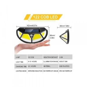 Dodes Fonksiyonel Sensörlü 122 Ledli Solar Bahçe Lambası