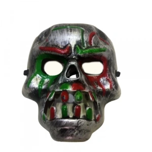 Dodes Kırmızı Kan Şeritli Dişli Dracula Kuru Kafa Maskesi Gri Renk
