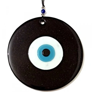 Dodes Mavi Nazar Boncuklu 16 Santimetre El Yapımı Siyah Duvar Süsü Nazarlık