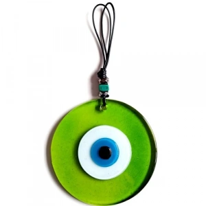 Dodes Mavi Nazar Boncuklu Şeffaf Yeşil El Yapımı Duvar Süsü