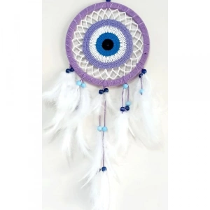 Dodes Nazar Boncuğu Motifli Lila Rengi Dream Catcher Düş Kapanı Duvar Süsü