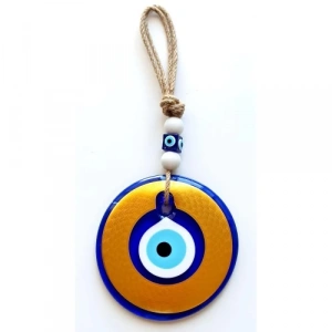 Dodes Nazar Boncuklu Gold Renk Kaplama Cam Duvar Dekoru