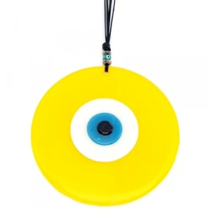 Dodes Sarı Renk Nazar Boncuklu 20 Santimetre El Yapımı Cam Duvar Süsü