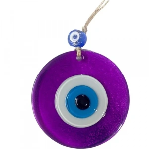 Dodes Şeffaf Mor Nazar Boncuklu Duvar Süsü 10 Cm Cam Duvar Dekoru