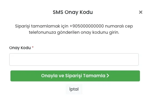 SMS ile sipariş doğrulama ve ödeme yöntemi ayarları