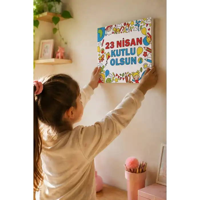 23 Nisan Yazılı Eğitici Boyama Tuvali – Şövalesiz Boya Seti 20x20
