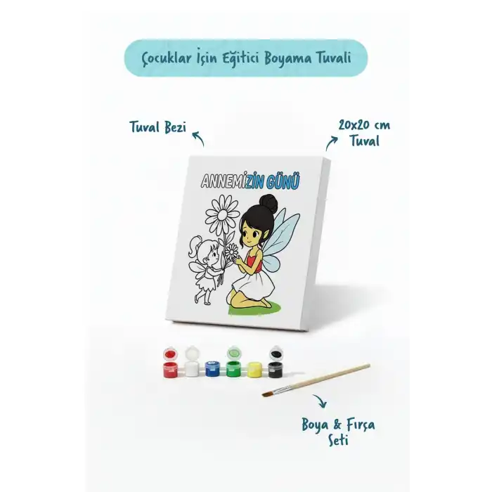 Annemizin Günü Temalı Boyama Tuvali Şövalesiz Boya ve Fırça Seti 20x20 cm