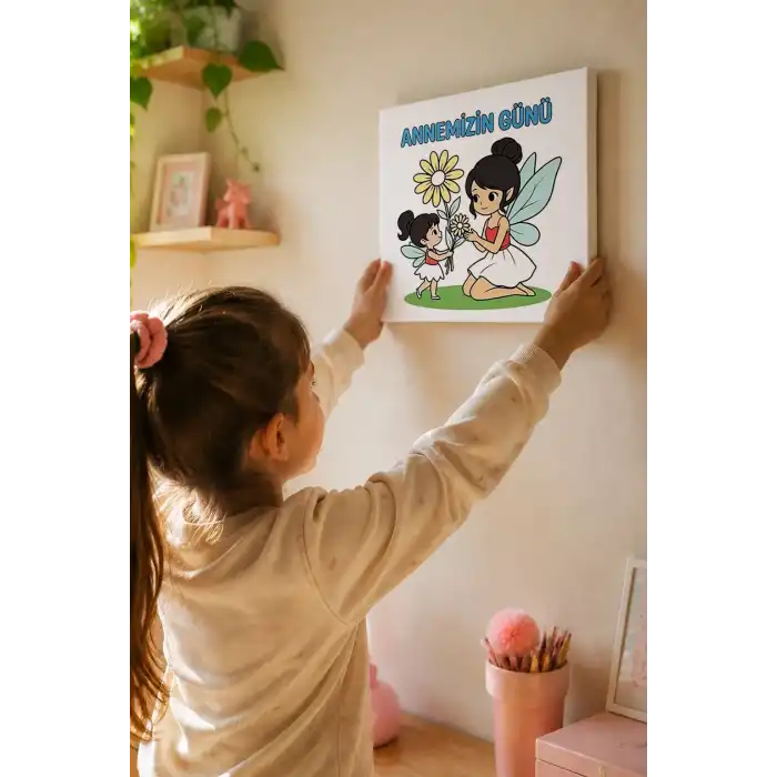 Annemizin Günü Temalı Boyama Tuvali Şövalesiz Boya ve Fırça Seti 20x20 cm