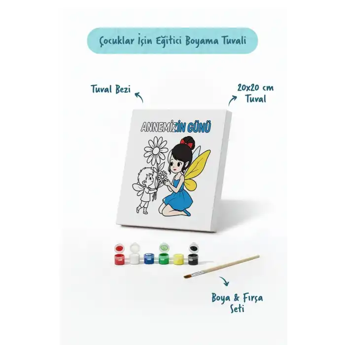 Annemizin Günü Temalı Eğitici Boyama Tuvali – Şövalesiz Set 20x20 cm