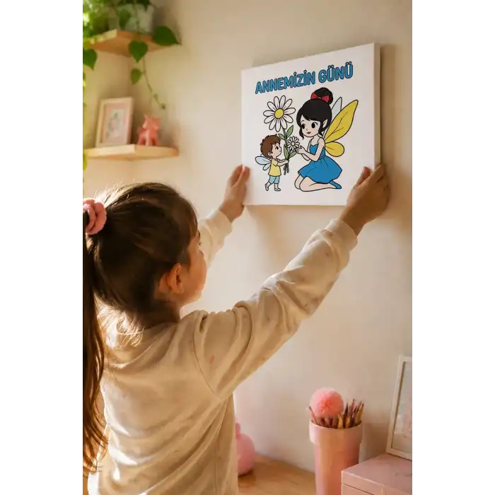 Annemizin Günü Temalı Eğitici Boyama Tuvali – Şövalesiz Set 20x20 cm